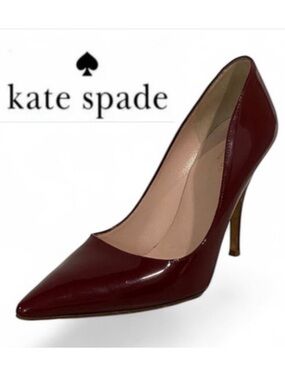 Kate Spade Liquorice Red Pointy Toe Stiletto Heels Size 7.5, Patent Leather